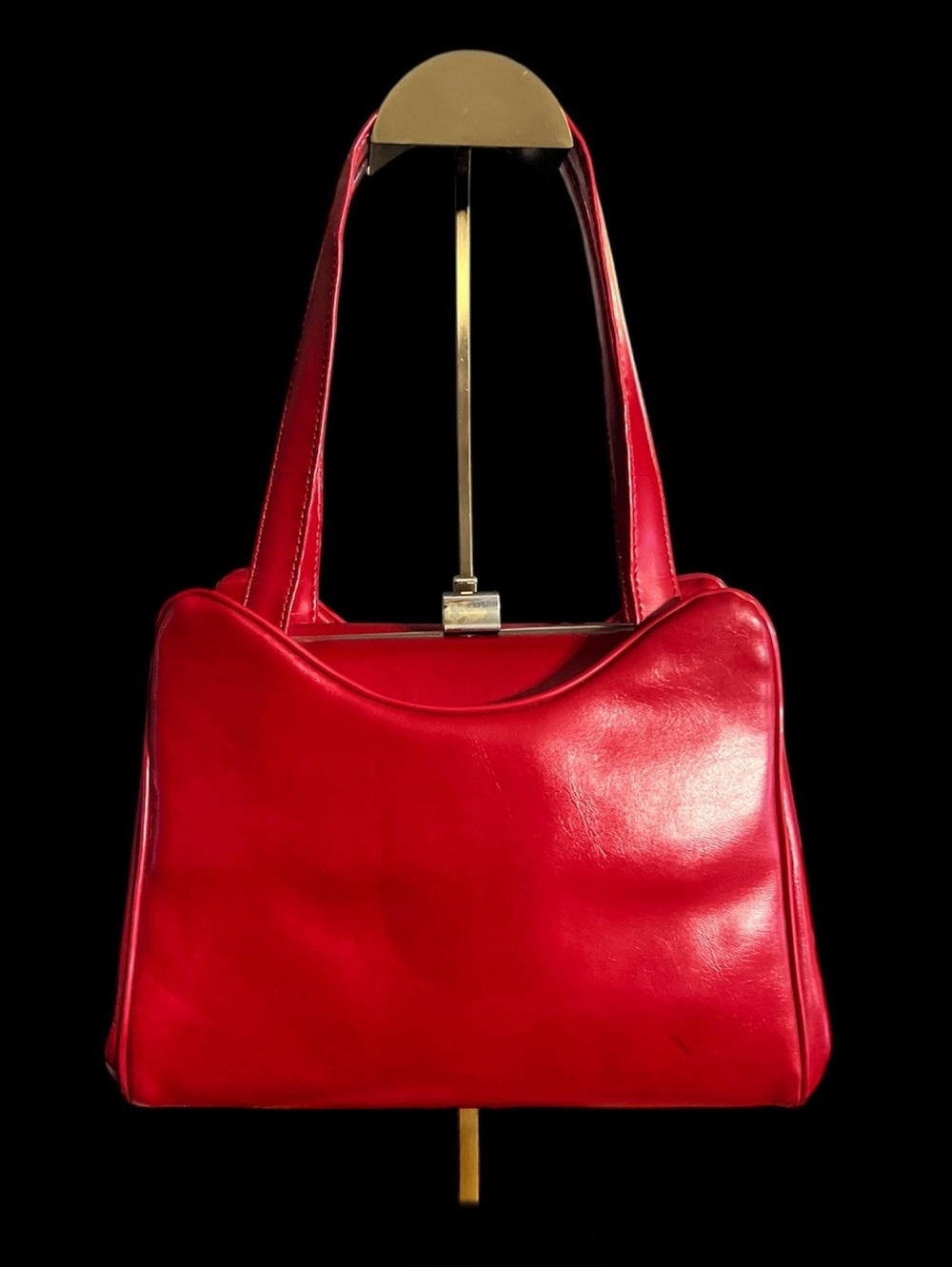 50's/60's Patent Leather- Candy Apple Red 3-Compartment Bag